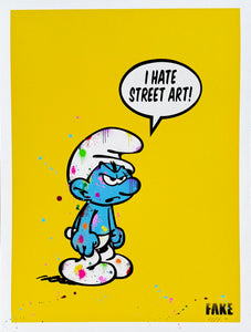 "I Hate Street Art"  Hand embellished Artist Proof Yellow