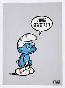"I Hate Street Art"  Hand embellished Print Grey